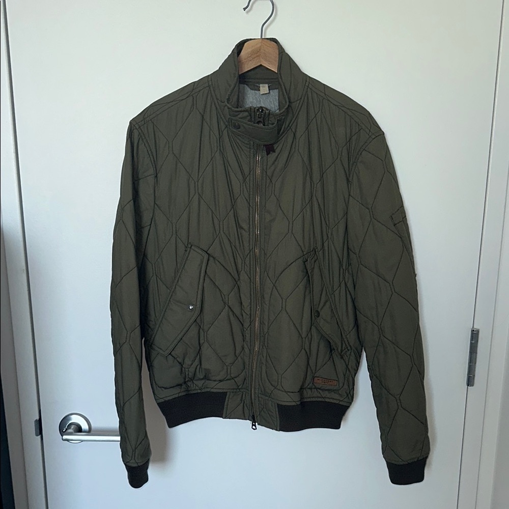 Burberry Quilted Bomber Jacket in Olive